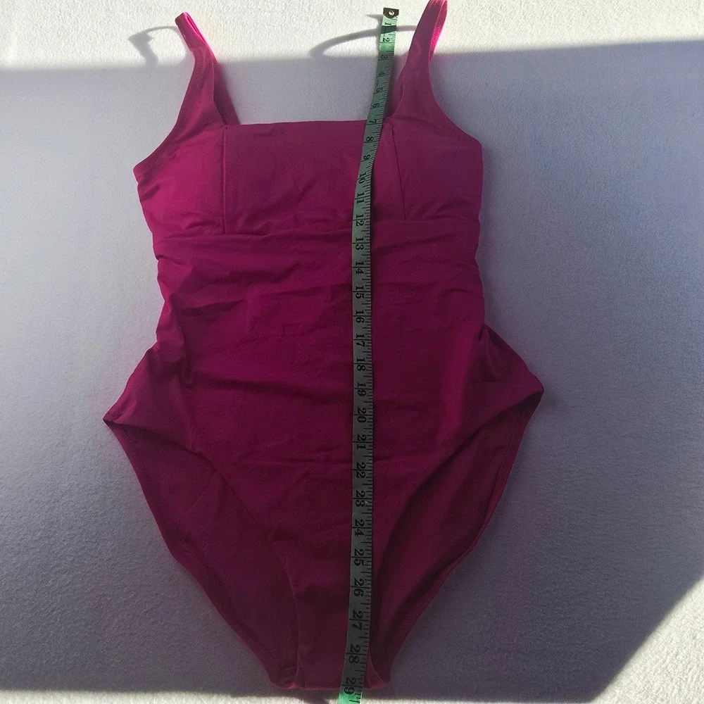 Tommy Bahama 93B NWT Palm Modern Square Neck One Piece Swimsuit Magenta Jewel 14